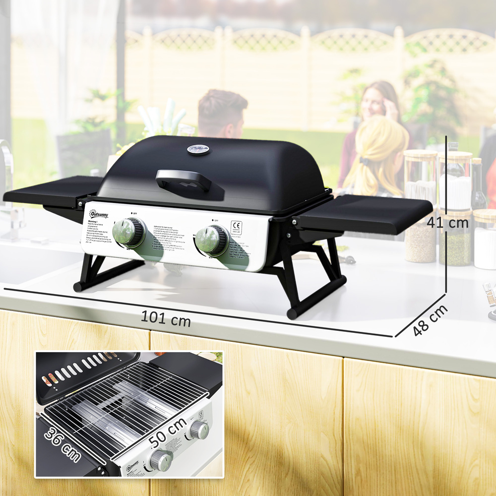 Outsunny Two-Burner Compact Gas Grill - Black