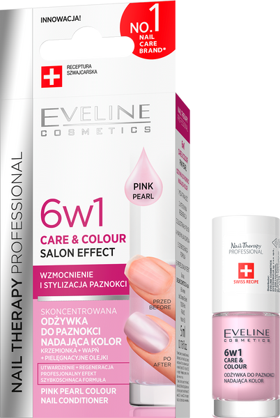 Eveline Nail Therapy Professional 6w1 Care & Colour Skoncentrowana Odżywka do Paznokci Nadająca Kolor Pink Pearl 5ml
