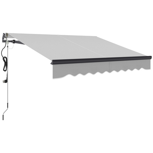 Outsunny 2.5 x 2m Electric Awning with Remote Controller, Aluminium Frame DIY Retractable Awning, UV30+ Sun Shade Canopy for Garden Patio Deck Door Window, Light Grey
