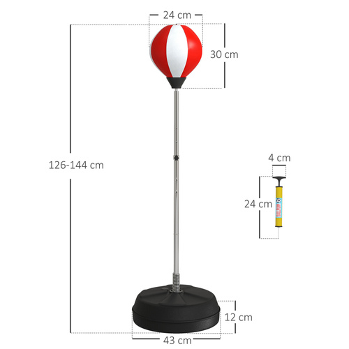 HOMCOM Punching Bag with Stand Boxing Bag Set with Adjustable Height, Red