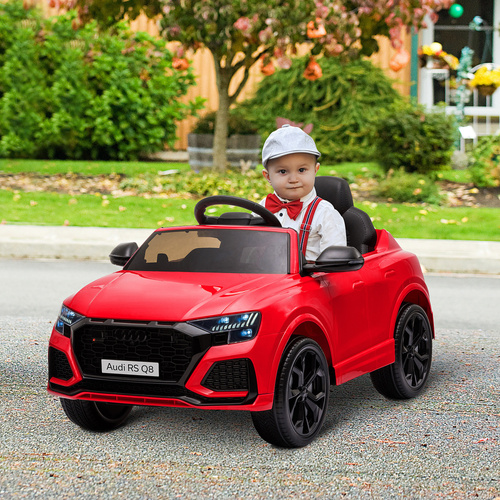 HOMCOM Audi RS Q8 Licensed Electric Car for Kids, 6V Kids' Electric Ride on with Remote Control, 7Ah Big Battery, Lights Bluetooth, Music USB, for 3-5 Years Old, Red