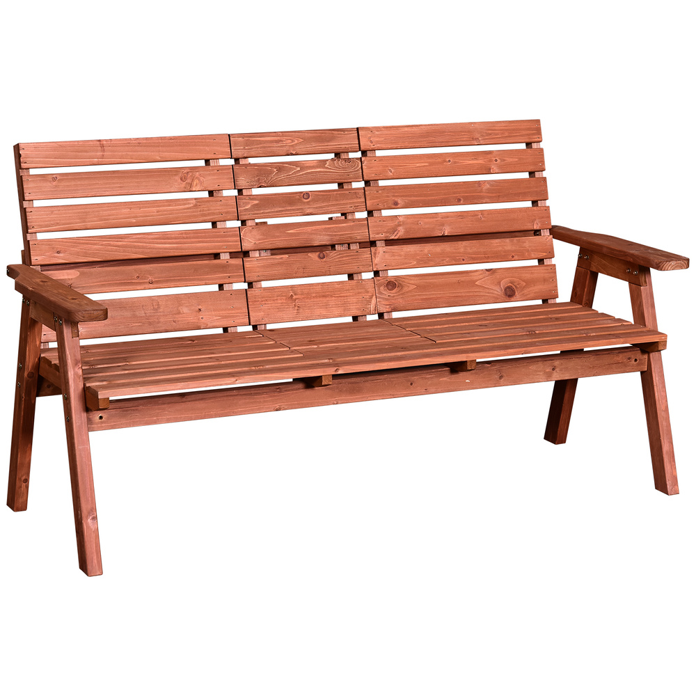 Outsunny Fir Wood Convertible 2 to 3 Seater Outdoor Garden Bench Wood ...