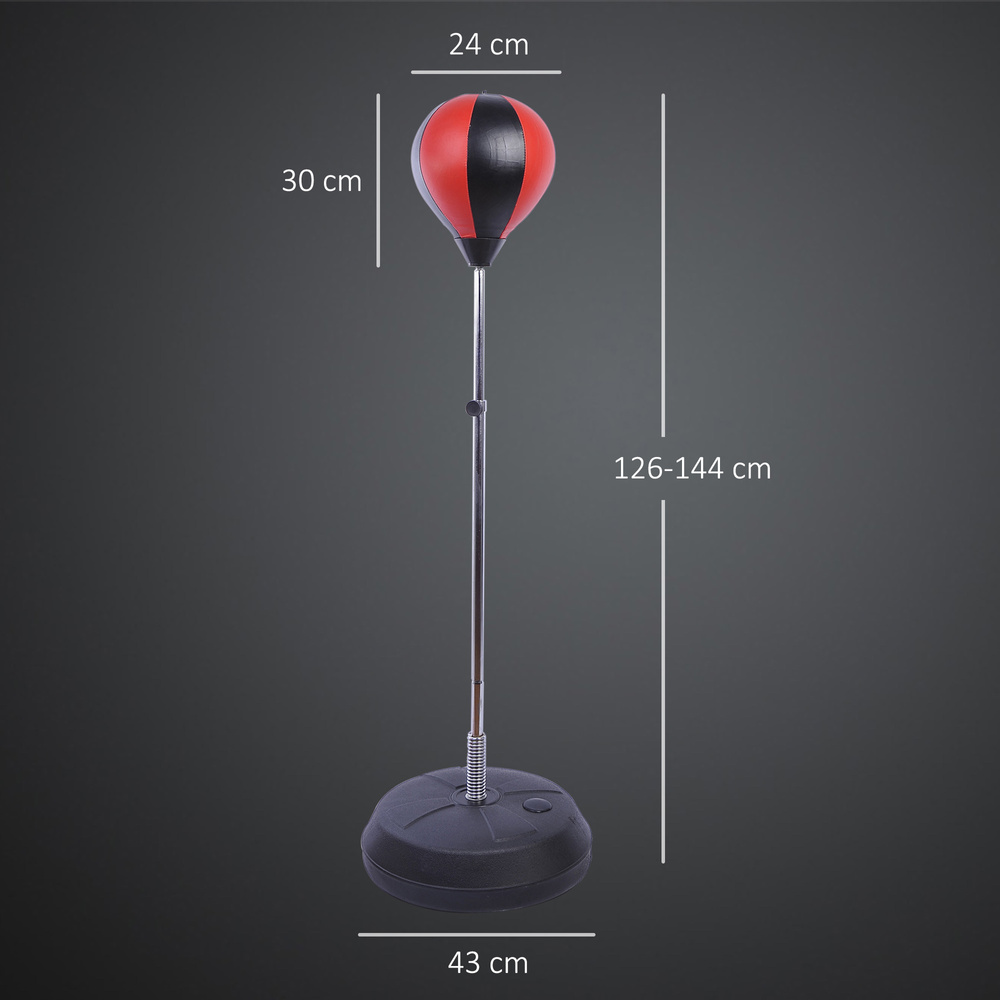 HOMCOM Punching Bag with Stand, 126-144 cm Height Adjustable Boxing Set Free Standing Speed Bag with Gloves and Air Pump for Teenagers Home Gym Workout