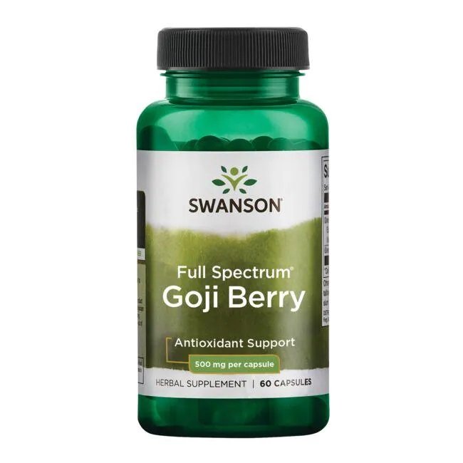 Swanson Goji Berry 500mg for Daily Vitality & Wellness 60 Capsules