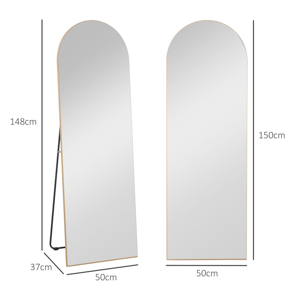 HOMCOM 150cm Arched Full Length Mirror - Gold Tone