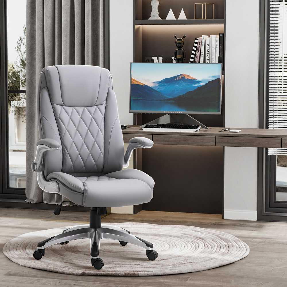 Vinsetto Faux Leather Executive Swivel Office Chair - Grey