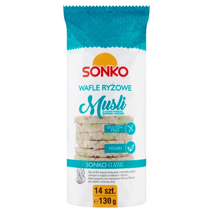 Sonko Puffed Rice Cakes Muesli with Sea Algae Banana and Coconut 130g