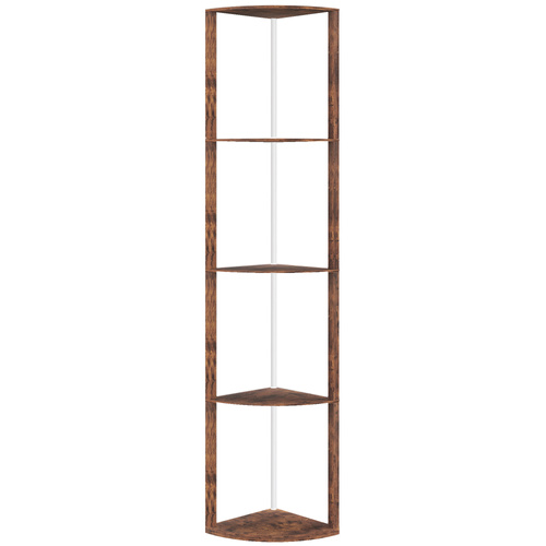 HOMCOM RGB Standing Lamp with Shelves, 4-Tier LED Floor Lamp with Multiple Lighting Modes, Rustic Brown