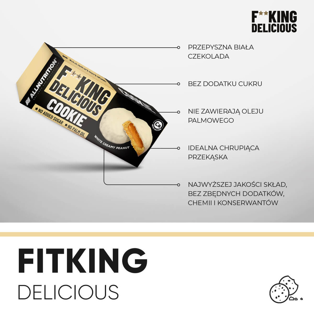 Allnutrition Fitking Delicious Cookie White Creamy Peanut Shortbread Cookies 128g