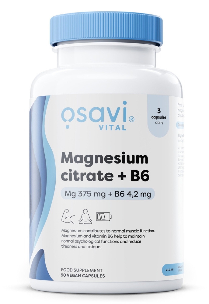Osavi Magnesium Citrate and B6 375mg 4.2mg 90 vcaps