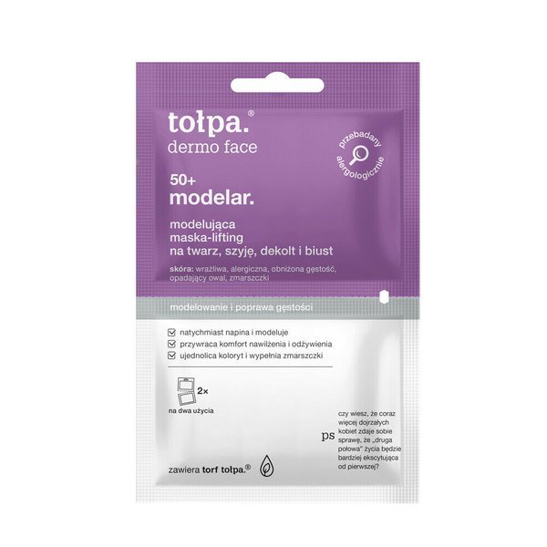 Tołpa Modelar 50+ Lifting Maska Odmładzająco Modelująca na Twarz Szyję Dekolt i Biust 2x6ml