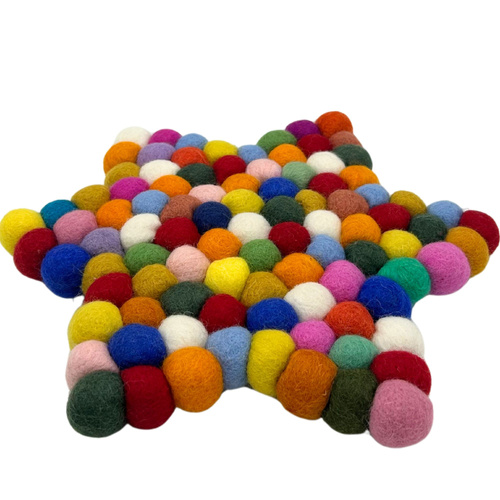 Felt Ball Star Centre Mat - Multi Colour