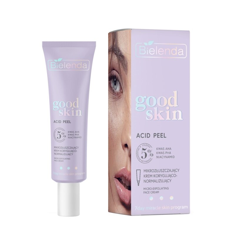 Bielenda Good Skin Acid Peel Mikrozłuszczający Krem Korygująco-Normalizujący z Kwasami AHA PHA i Niacynamidem 50ml