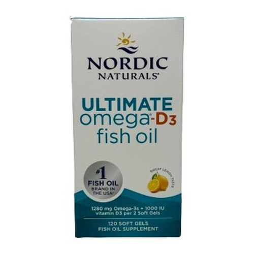Ultimate Omega-D3 Fish Oil, 1280mg Lemon (EAN 768990891274) - 120 softgels