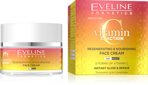Eveline Vitamin C 3x Action Regenerująco-Odżywczy Krem do Twarzy na Dzień i Noc 50ml