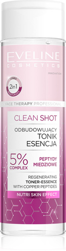 Eveline Clean Shot Odbudowujący Tonik-Esencja z Peptydami Miedziowymi 200ml