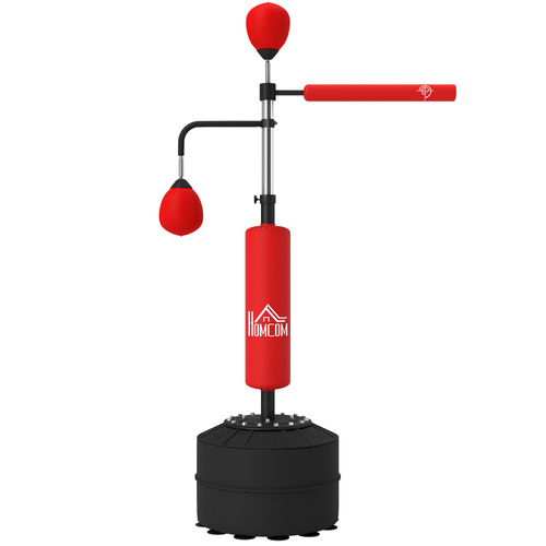 HOMCOM 4-in-1 Boxing Punching Bag, Freestanding with 2 Speed Bals, 360° Reflex Bar, 160-230cm Adjustable Height, Red