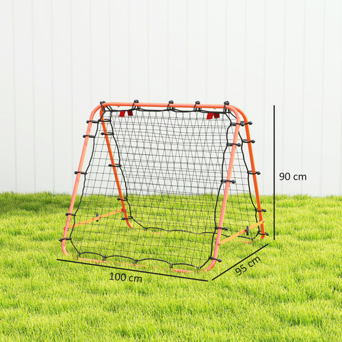 HOMCOM Double Sided Football Rebounder Net, Football Rebound Goal with Five Adjustable Angles, Orange