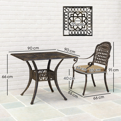Outsunny Five-Piece Cast Aluminium Garden Dining Set - Bronze Tone