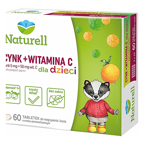 Naturell Zinc + Vitamin C for Children Orange 60 Chewable Tablets