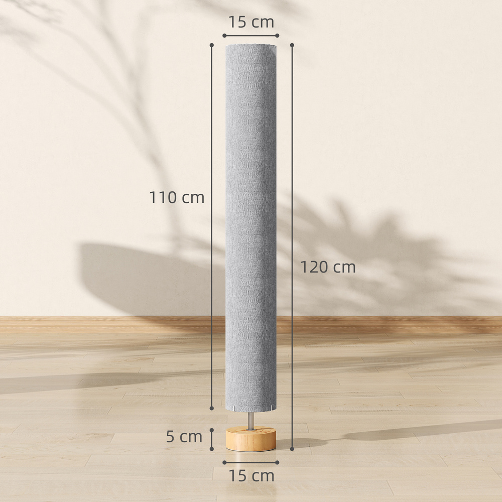 HOMCOM LED Floor Lamp for Living Room, 120cm Modern Standing Lamp with 3000K/4500K/6500K Colour Temperatures, Linen Shade and Wooden Base, Grey