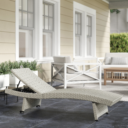 Outsunny Outdoor PE Rattan Sun Lounger, Folding Wicker Garden Lounger Recliner with 4-Level Adjustable Backrest, Rolling Sunbed Lounge Chair with Wheels, Non-Slip Legs for Balcony, Beach, Grey