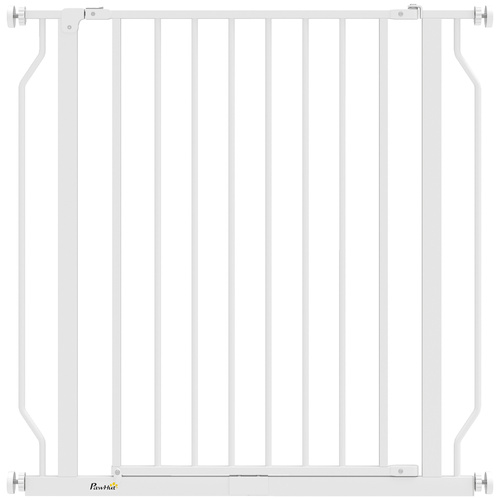PawHut Extra Wide Dog Gate, with Door Pressure, for Doorways, Hallways, Staircases - White