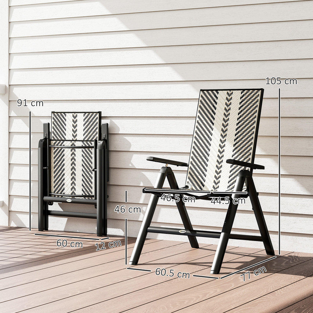 Outsunny Rattan Reclining Garden Chairs - Black