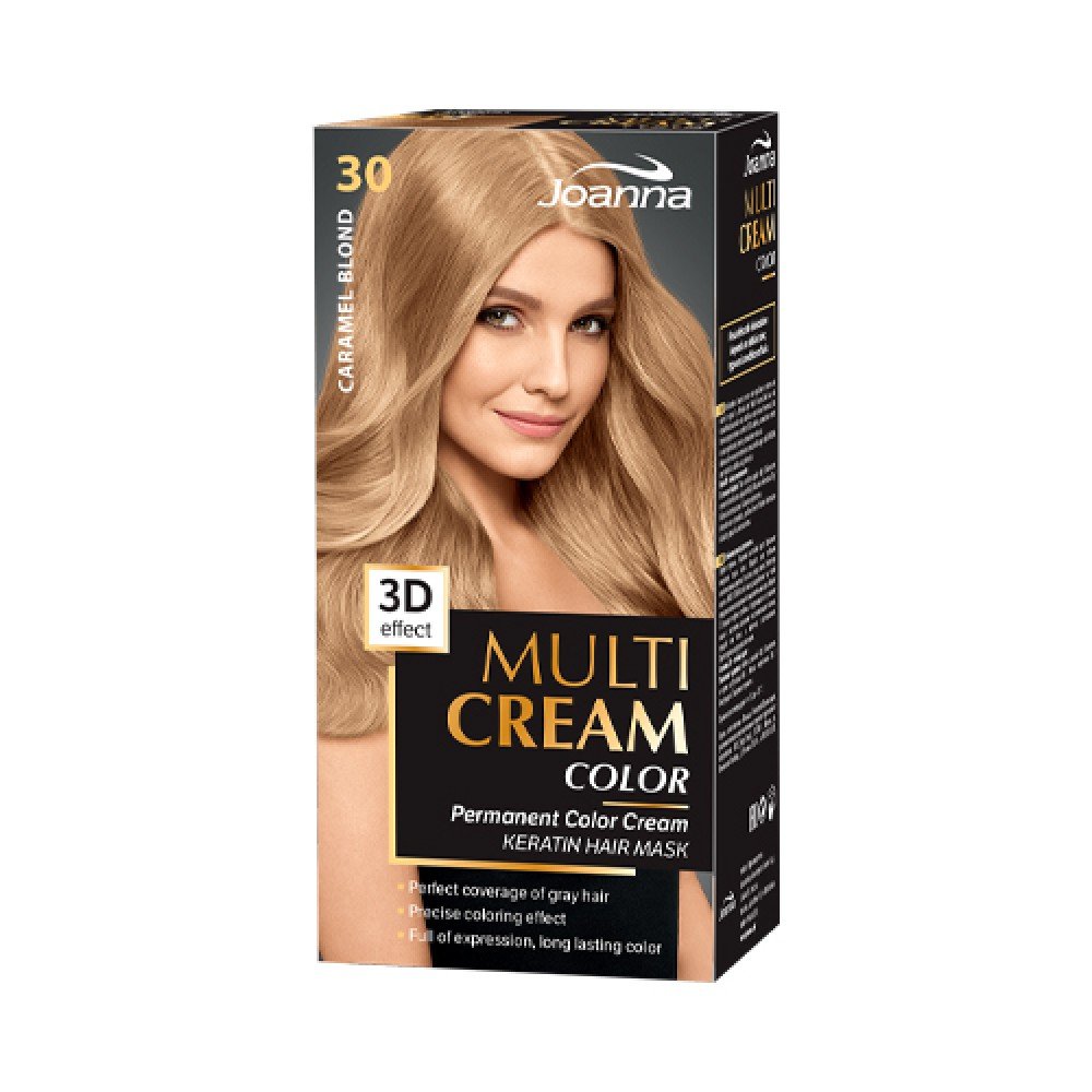 Joanna Multi Cream Trwały Intensywny Kolor Włosów Farba Pielęgnująca 30 Karmelowy Blond 60x40x20g