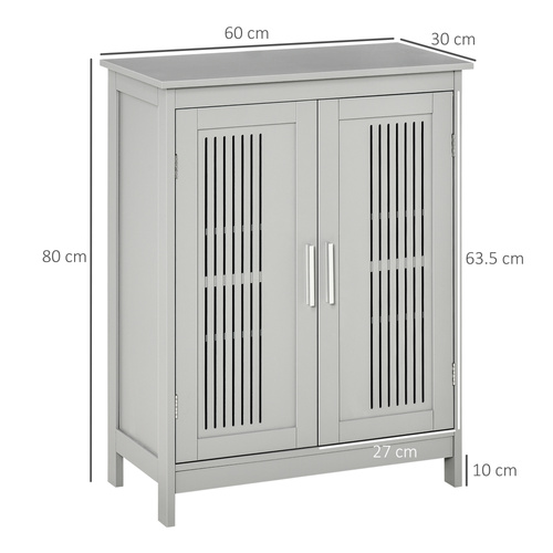 kleankin Modern Bathroom Floor Cabinet - Grey