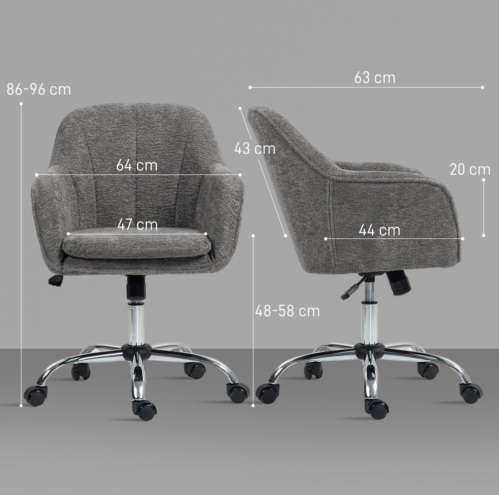HOMCOM Snow Flannel Office Chair - Grey