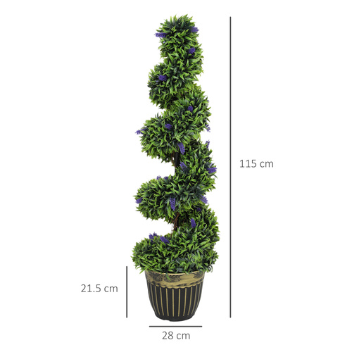 HOMCOM Set of Two 115cm Artificial Lavender Trees