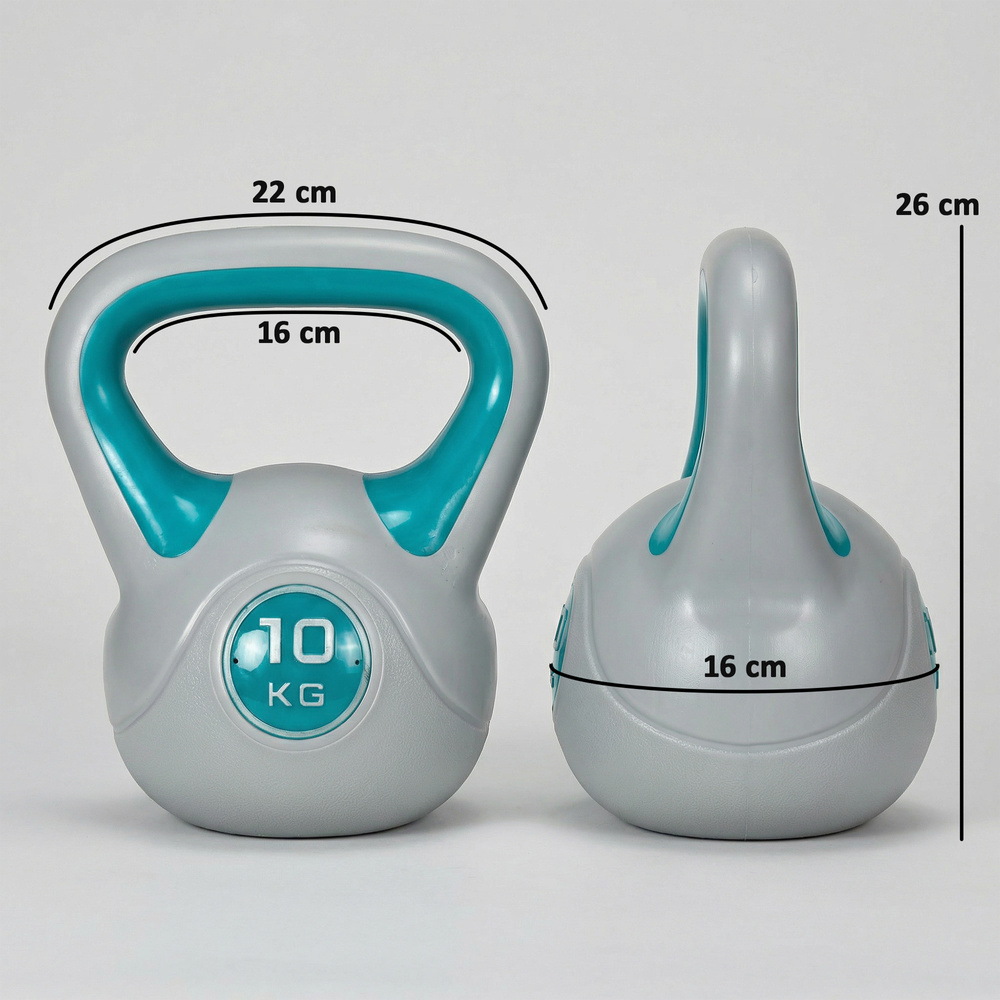 SPORTNOW Kettlebell, 10kg Kettle Bells with Handle for Home Gym Weight Lifting and Strength Training, Light Blue and Grey