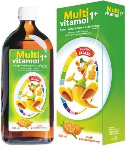 Multivitamol 1+ Syrop Witaminowy z Żelazem na Odporność dla Dzieci 250ml