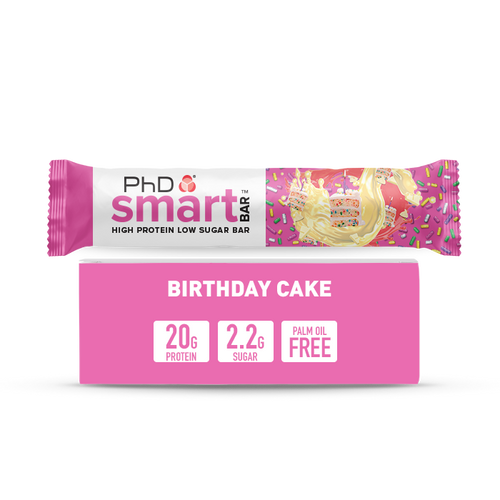 PhD Smart Bar High Protein Low Sugar Bar with Birthday Cake Flavour 64g