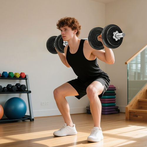 SPORTNOW 2-in-1 Adjustable Dumbbells Set, 20kg Cast Iron Weights Dumbbells Set with Non-Slip Grip for Strength Training, Weight Lifting, Bodybuilding, Home Gym Workout Equipment for Men & Women