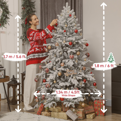 HOMCOM 6ft Snow Flocked Artificial Christmas Tree