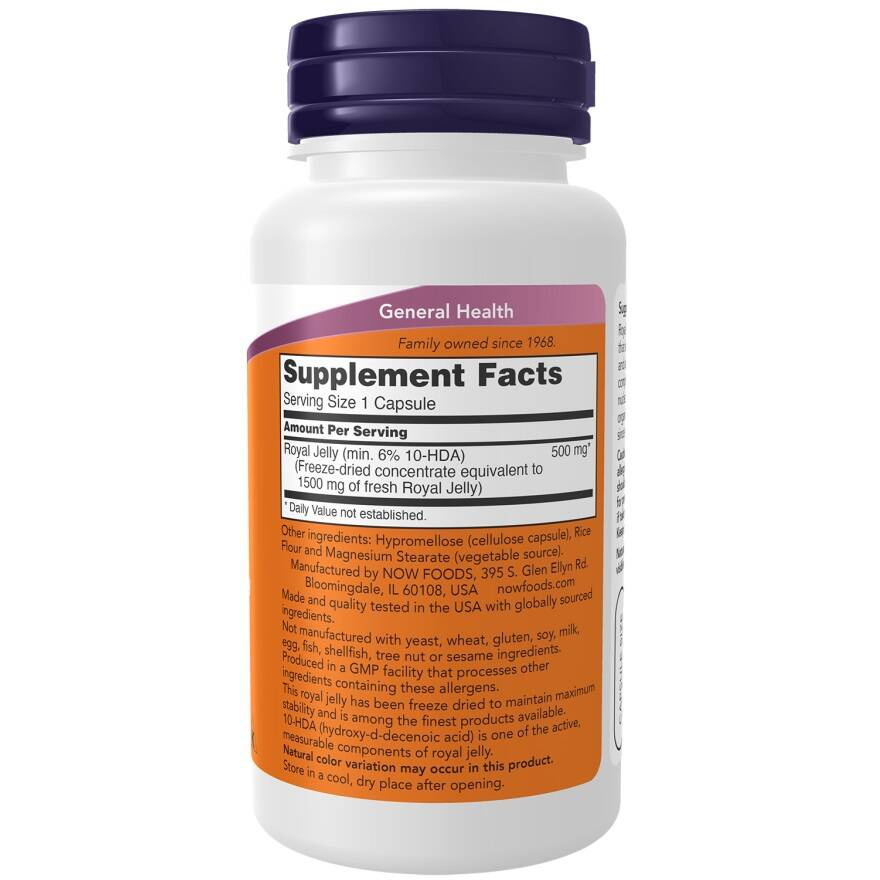 Now Foods Royal Jelly 1500mg Equivalency Supports Immune and Circulatory Systems 60 Vcapsules