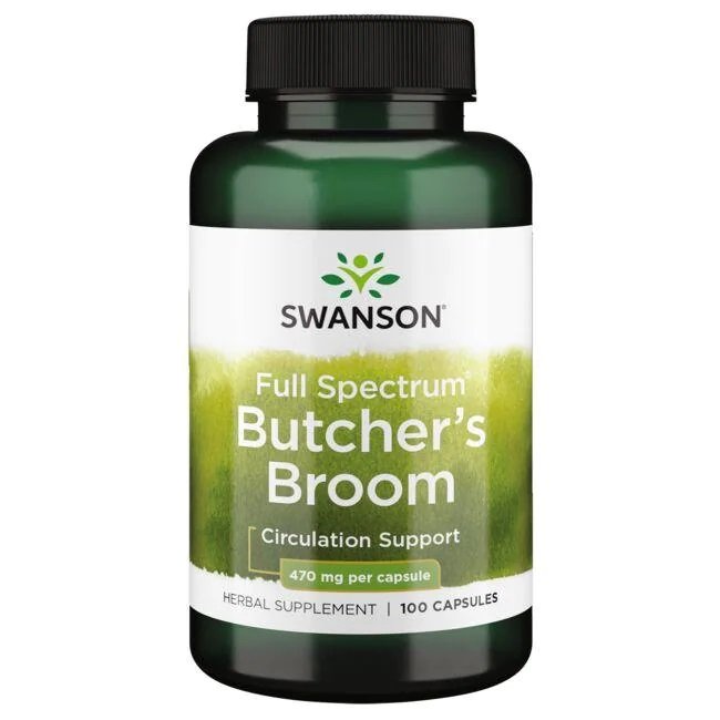 Swanson Butcher's Broom 470mg for Leg Circulation Support 100 Capsules