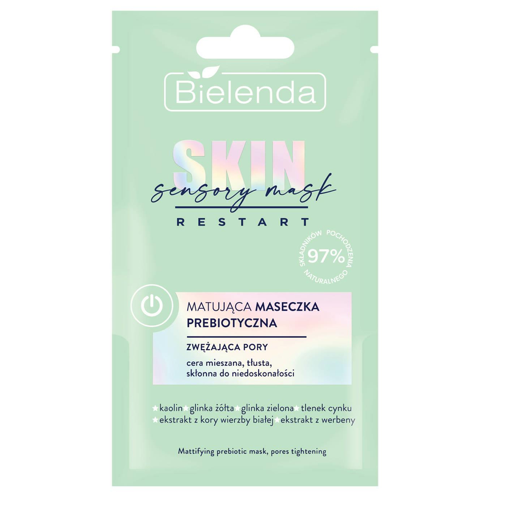 Bielenda Skin Restart Sensory Mask Matująca Maseczka Prebiotyczna Zwężająca Pory dla Cery Tłustej 8g