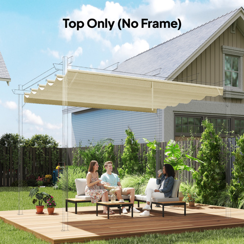 Outsunny Retractable Pergola Cover, 2.55 x 2.5 m Replacement Canopy Fabric for 3 x 3 m Frame, Roof Top Only, Cream White