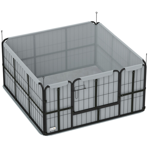 PawHut Steel Dog Whelping Box with Washable Whelping Pad, Wind-Resistant Cloth, for Small, Medium Dogs, 122 x 122 x 60cm