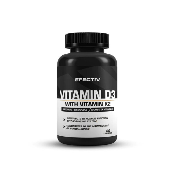 Efectiv Nutrition Vitamin D3 with Vitamin K2 For Immune Support and Healthy Bones 60 Caps