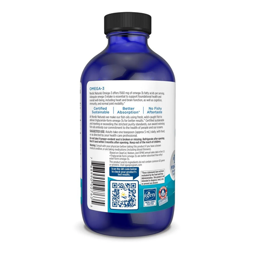 Nordic Naturals Omega-3 1560mg Immunity & Heart Health Support Lemon 237ml