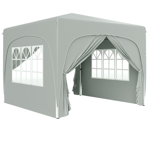 Outsunny 3 x 3m Pop-Up Gazebo Shelter, with Accessories - Light Grey