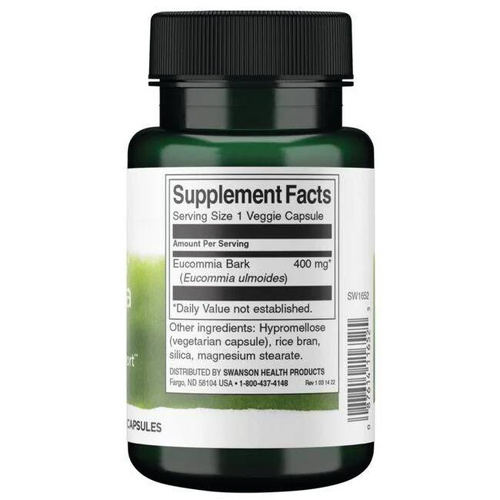 Swanson Full Spectrum Eucommia Bark 400mg for Liver and Kidney Support 60 Vcapsules