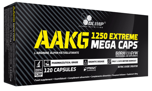 Olimp AAKG Extreme Mega Caps 1250mg for Muscle Pump and Performance 120 Capsules
