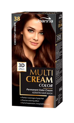 Joanna Multi Cream Trwały Intensywny Kolor Włosów Farba Pielęgnująca 38 Kasztanowy Brąz 60x40x20g
