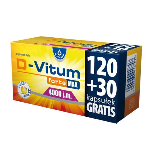 D-Vitum Forte Max Witamina D3 4000 j.m. dla Seniorów na Kości i Odporność 150 Kapsułek
