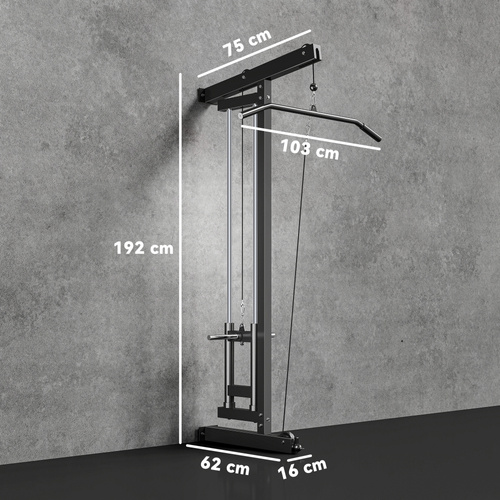 SPORTNOW Wall Mounted Lat Pull Down Machine, Crossover Cable Machine with High & Low Pulleys for Home Gym Full Body Workout